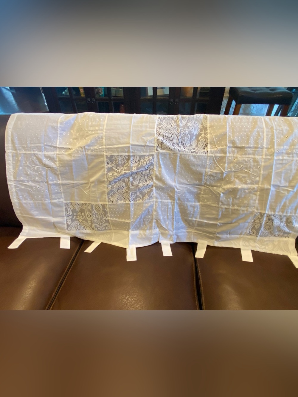 Simply Shabby Chic Brand Patchwork Curtain Panels White New Eyelet Lace - Picture 4 of 4